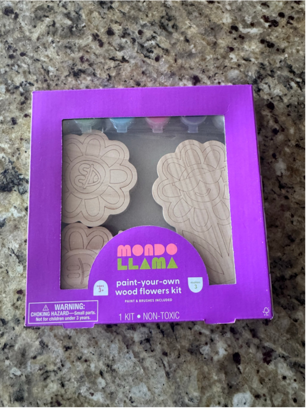 Mondo Llama Learning Toys One Size Purple Paint Your Own Wood Flowers Kit